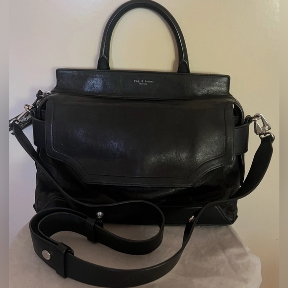 Rag & Bone Leather Black Pilot Handbag Crossbody Bag New - Picture 12 of 15